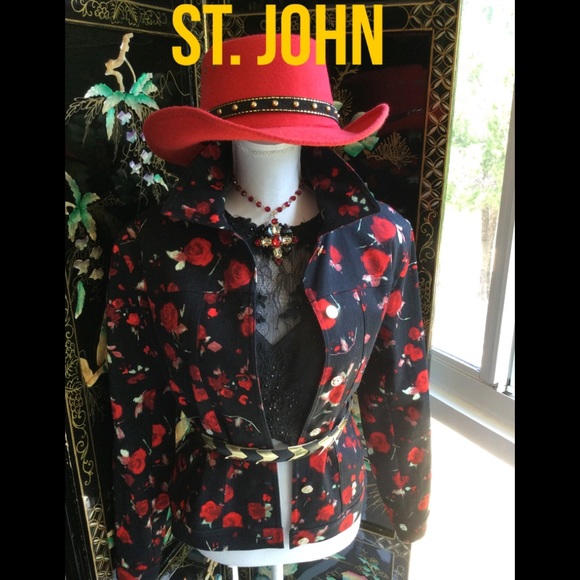 St. John Jackets & Blazers - St. John Sport Rose Bud Denim Jacket PB1
